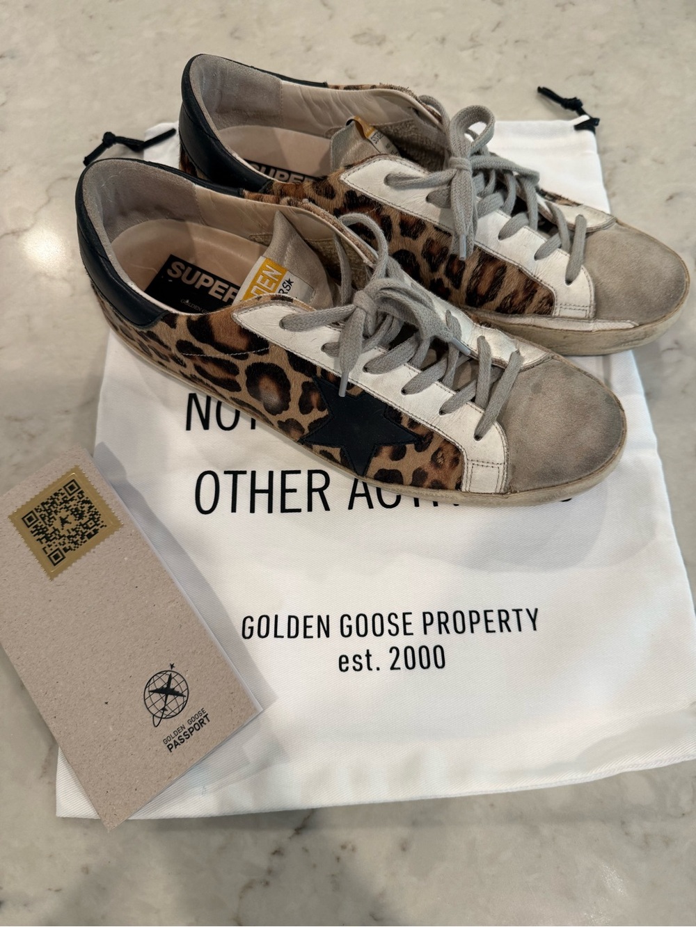 Golden Goose Leopard Print Superstar Sneakers in Leopard/Black/Gray